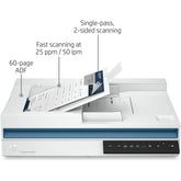 Hp Scanjet Pro 2600 F1 Scanner Fast 2 Sided Up To 25 Ppm Scanning & Auto Document Feeder - CompuMe